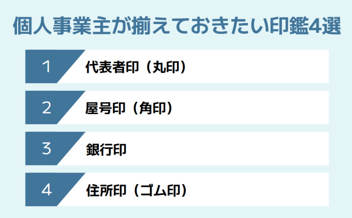 個人事業主が揃えておきたい4つの印鑑
