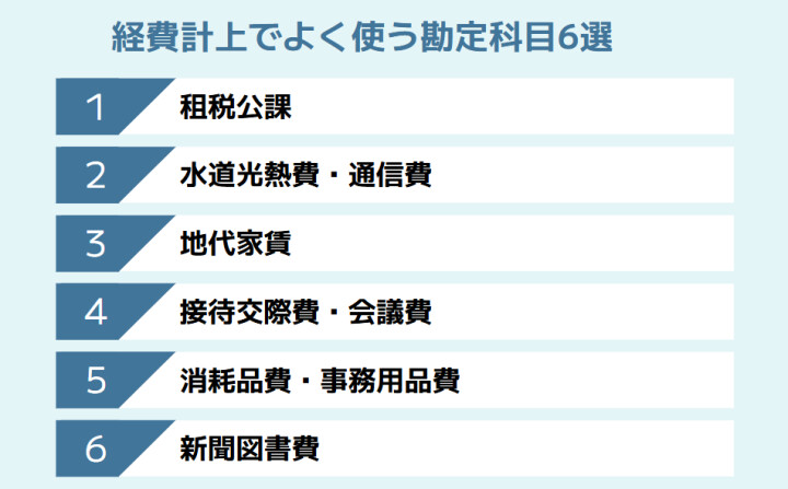経費計上でよく使う勘定科目6選