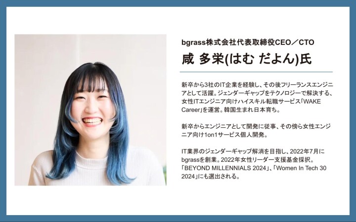bgrass株式会社代表取締役CEO/CTO 咸 多栄氏からのコメント